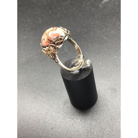 Vintage Unca Leopard Jasper Ring Sterling Silver Adjustable Size Stone Ring - Picture 4 of 8